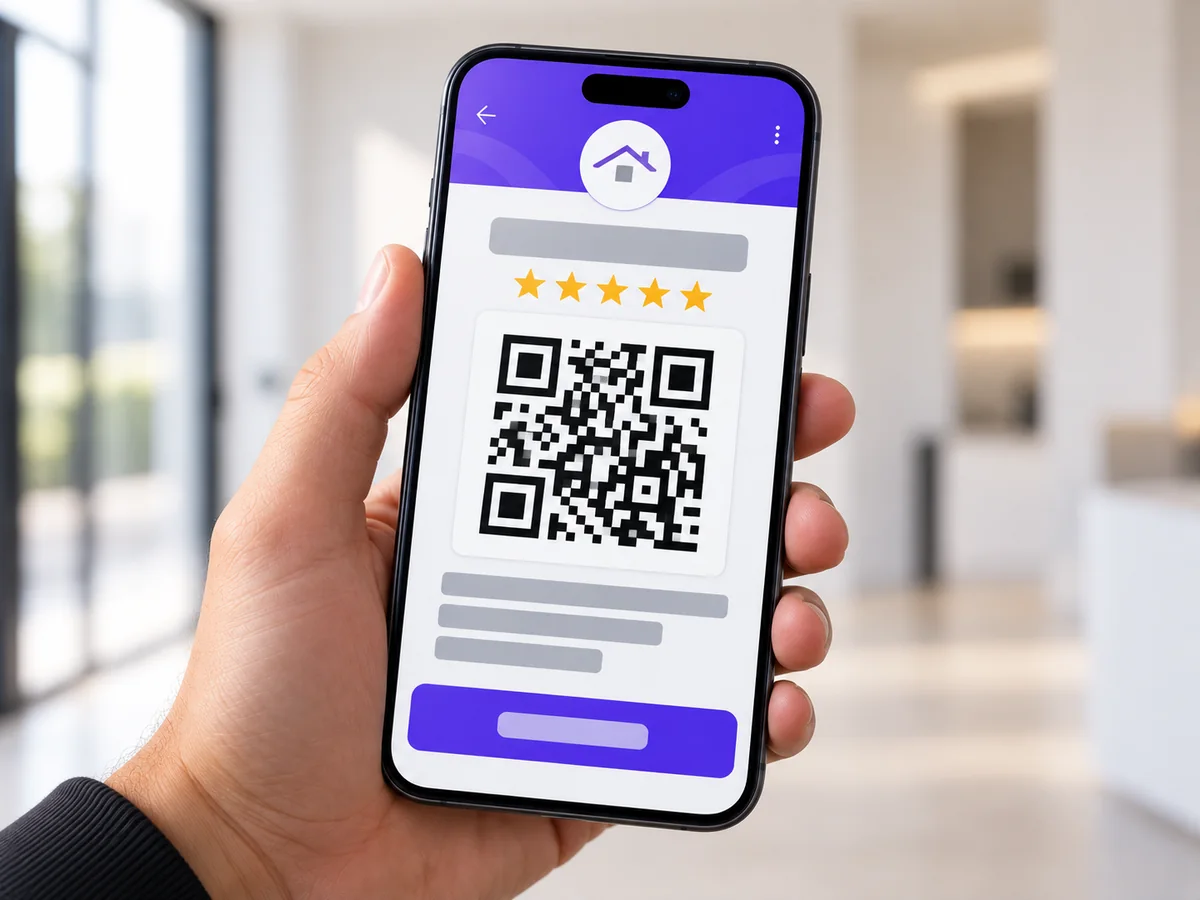 QR code d’avis clients scanné avec un téléphone